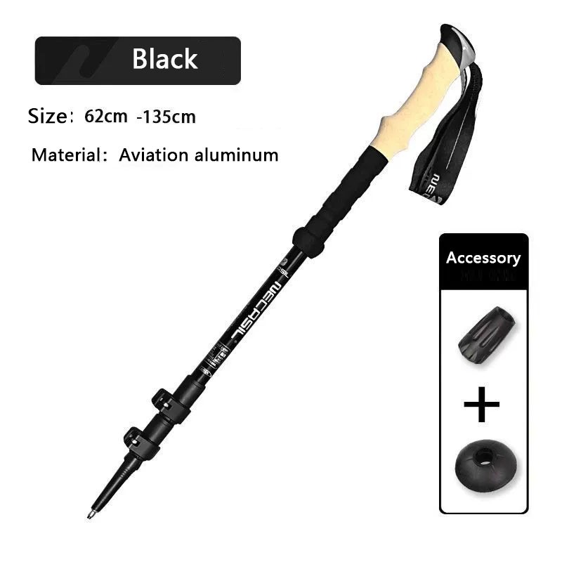 Aluminum alloy three-section telescopic outdoor trekking pole with external locking straight handle hiking pole